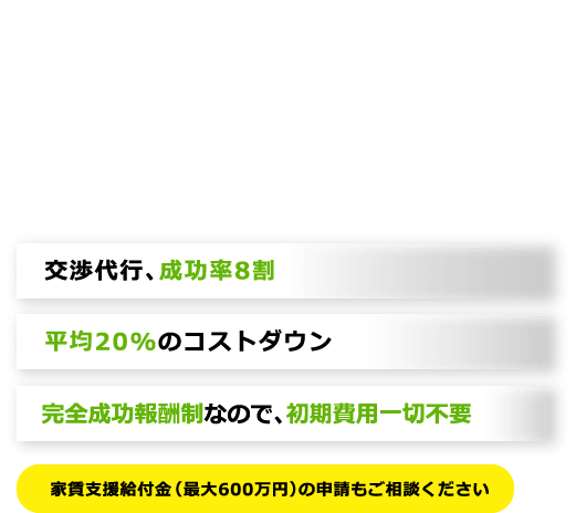 店舗・オフィスの家賃削減の交渉いたします！